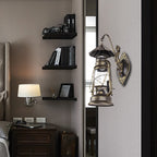 Kerosene Clear Glass Wall Lamp Coast Single Bulb Living Room Sconces Lamp in Black/Antique Brass