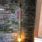 Water Pipe Metal Wall Light Lodge Style 1 Bulb Wall Lamp with Hanging Rope in Beige