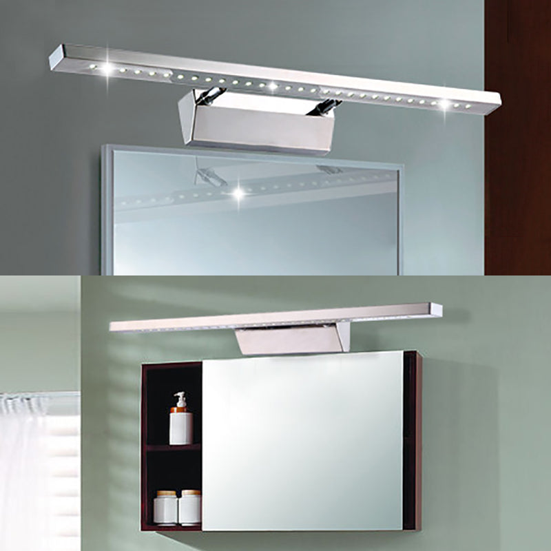 Rectangular Interior Mirror Light Stainless Steel 16"/19.5" W LED Modern Wall-Mounted Light in Chrome, Warm/White Lighting