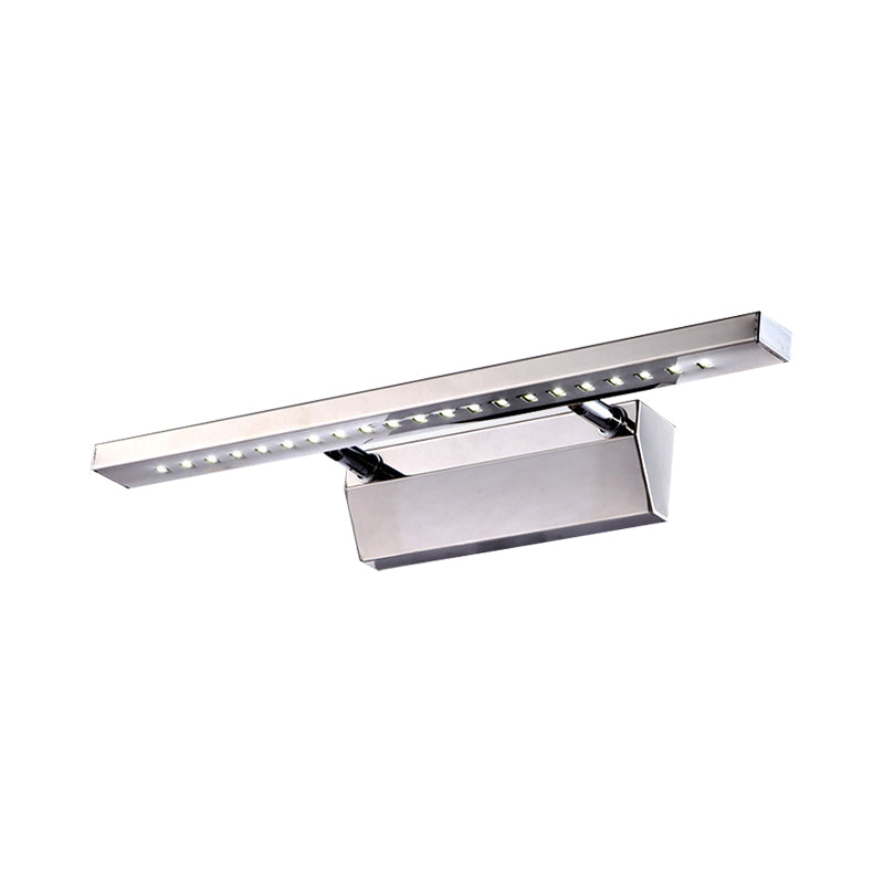 Rectangular Interior Mirror Light Stainless Steel 16"/19.5" W LED Modern Wall-Mounted Light in Chrome, Warm/White Lighting