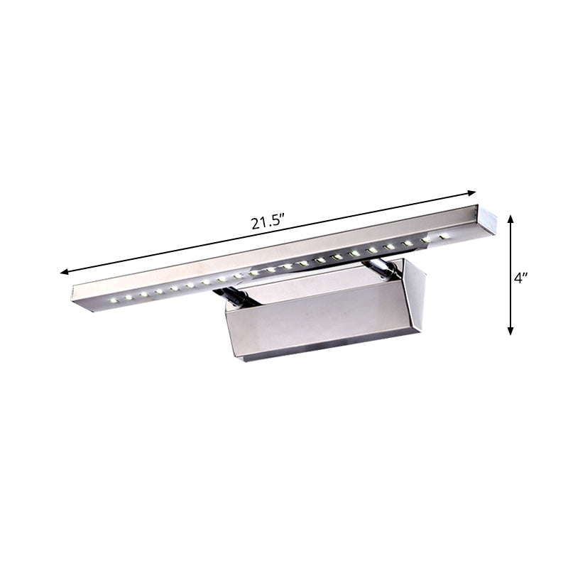 Rectangular Interior Mirror Light Stainless Steel 16"/19.5" W LED Modern Wall-Mounted Light in Chrome, Warm/White Lighting