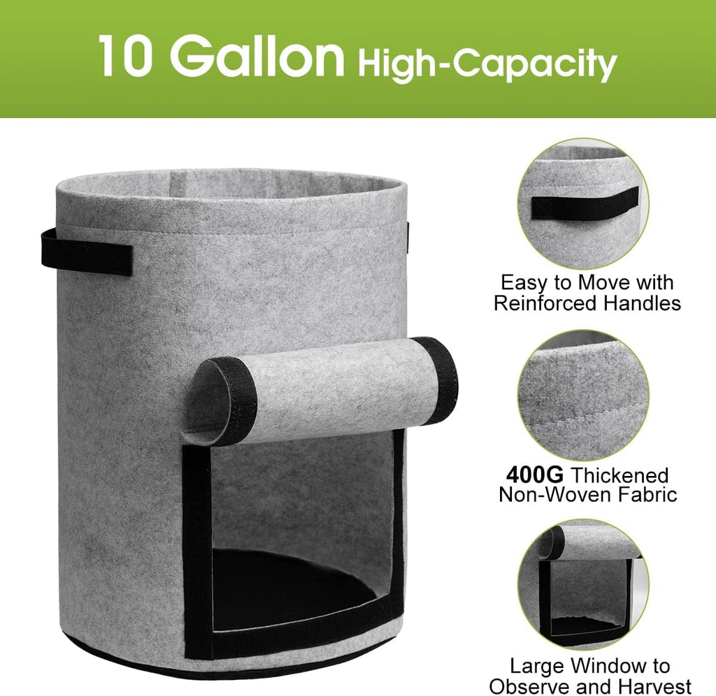 5/7/10/15 Gallon Potato Planting Growing Thickened Nonwoven Plant Fabric Pot Nursery Bags for Home Gardening
