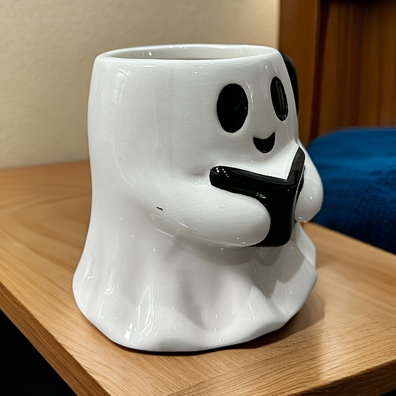 Halloween Ghost Mug – Ceramic Mug with Laughing Ghost Design