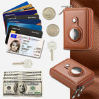 Intelligent AirTag-Zip RFID Leather Wallet
