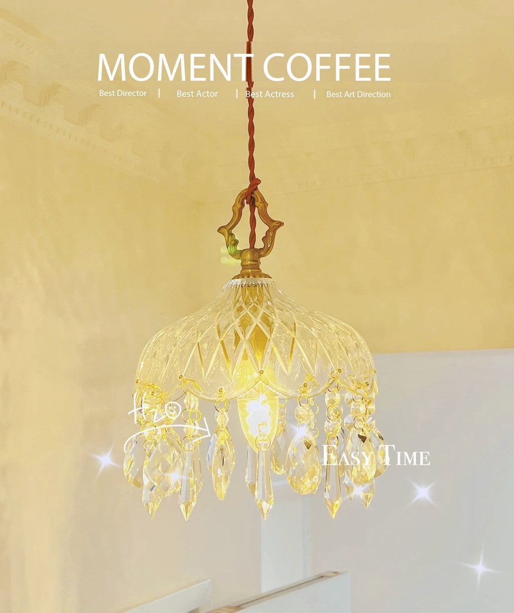 Large Brass Crystal Chandelier