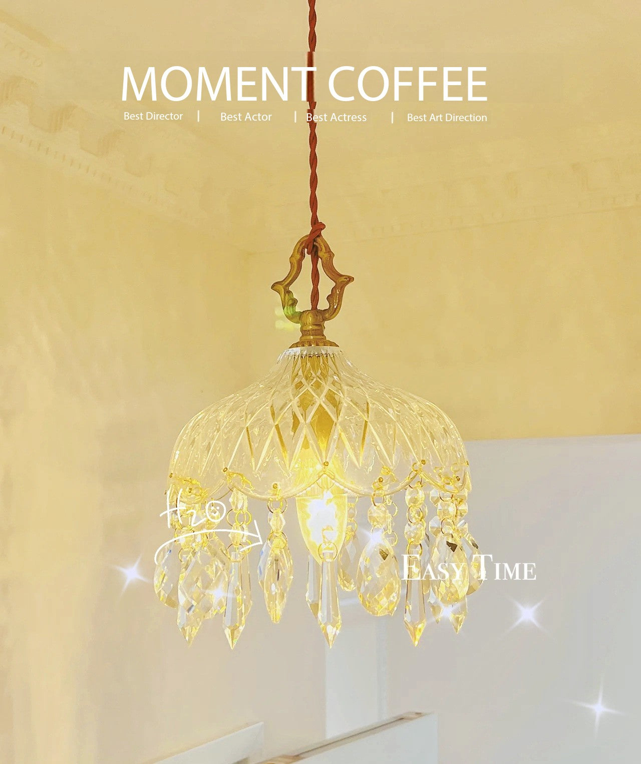 Large Brass Crystal Chandelier