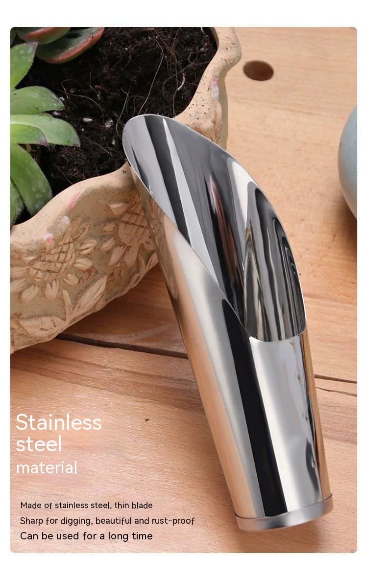 Stainless Steel Scoop for Potting Soil – Robust Planting Scoop for Garden and Balcony