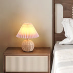 RattaLume Nordic LED Table Lamp | Woven Rattan & Foldable Fabric Shade | Mood Light | Decor for the Bedroom