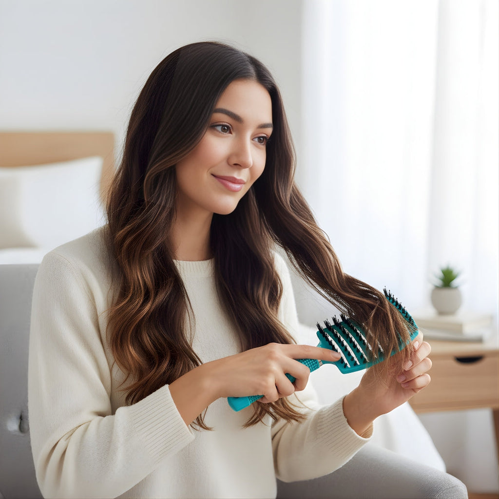 Quick Knot‑Free Detangling – Nylon Bristles with Scalp Massage Tips – For Thick or Curly Hair