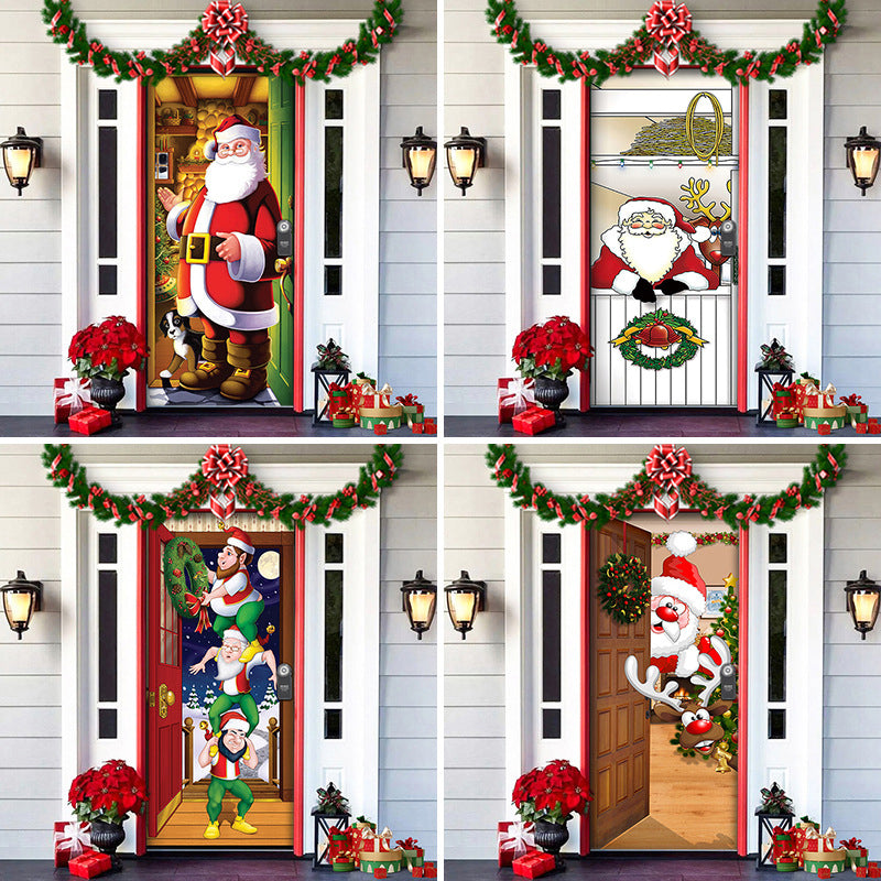 Christmas Door Decoration | Fabric Door Cover | Washable & Reusable