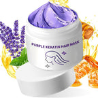 Purple keratin hair mask - locks in color and neutralizes brassiness and yellow tones for blonde silver-gray hair with light highlights