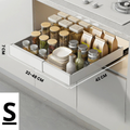 Kitchen Cabinet Organizer Shelf | Extendable Carbon Steel Rack with Sliding Drawer