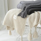 NordiWrap Knitted Wool Blanket with Tassels | Nordic Design | Cozy & Elegant | Perfect for Home