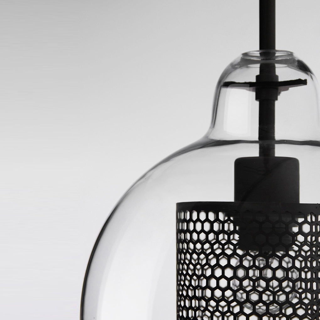 Vintage industrial pendant lamp with round glass and gold – LED pendant light for dining room and living room