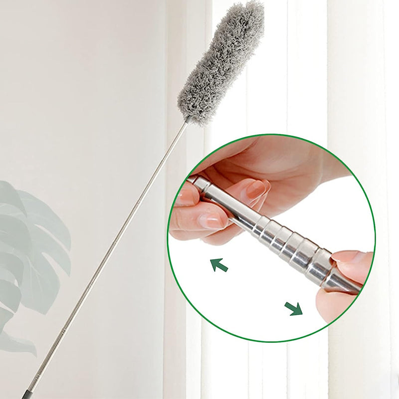 Extendable washable curved microfiber duster