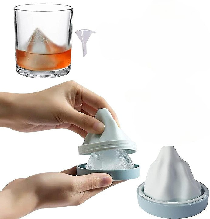 Reusable Silicone Snow Mountain Iceberg Ice Cube Mold with Lid