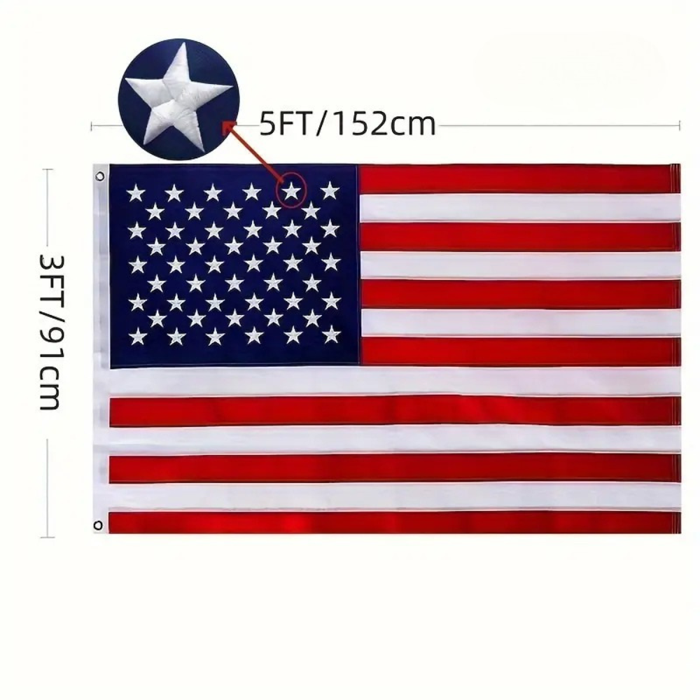 American Flag Heavy Duty Nylon Embroidered Stars Outdoor Brass Grommets