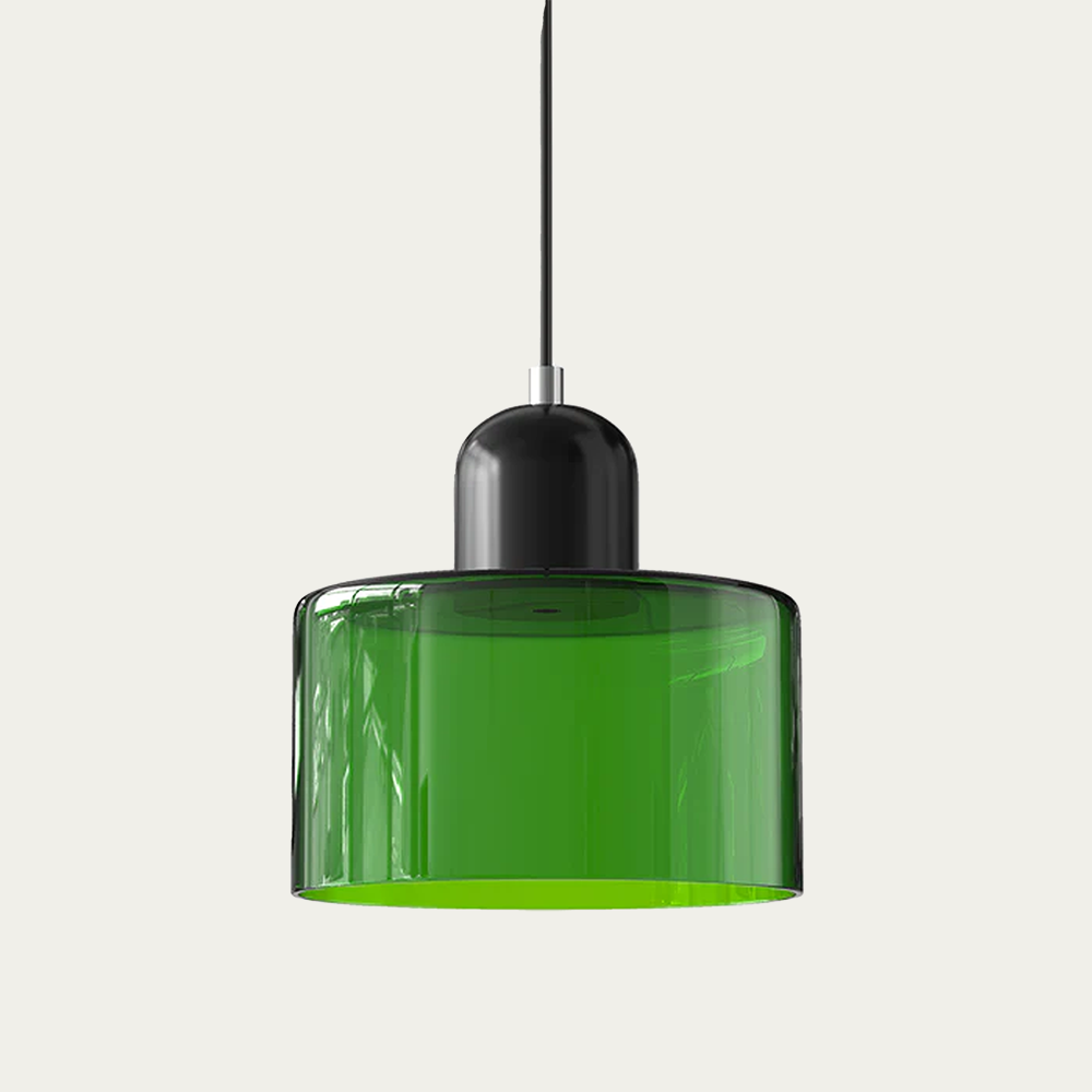 Glass light in subtle colors of the kitchen