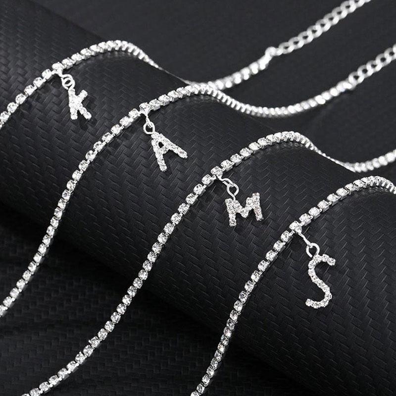 Rhinestone Letter Anklet