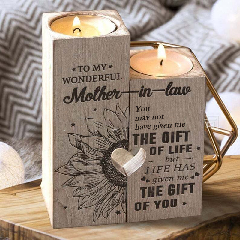 Smile A Lot More - Wooden Candle Holder with Candle Gift for Your Loved Ones
