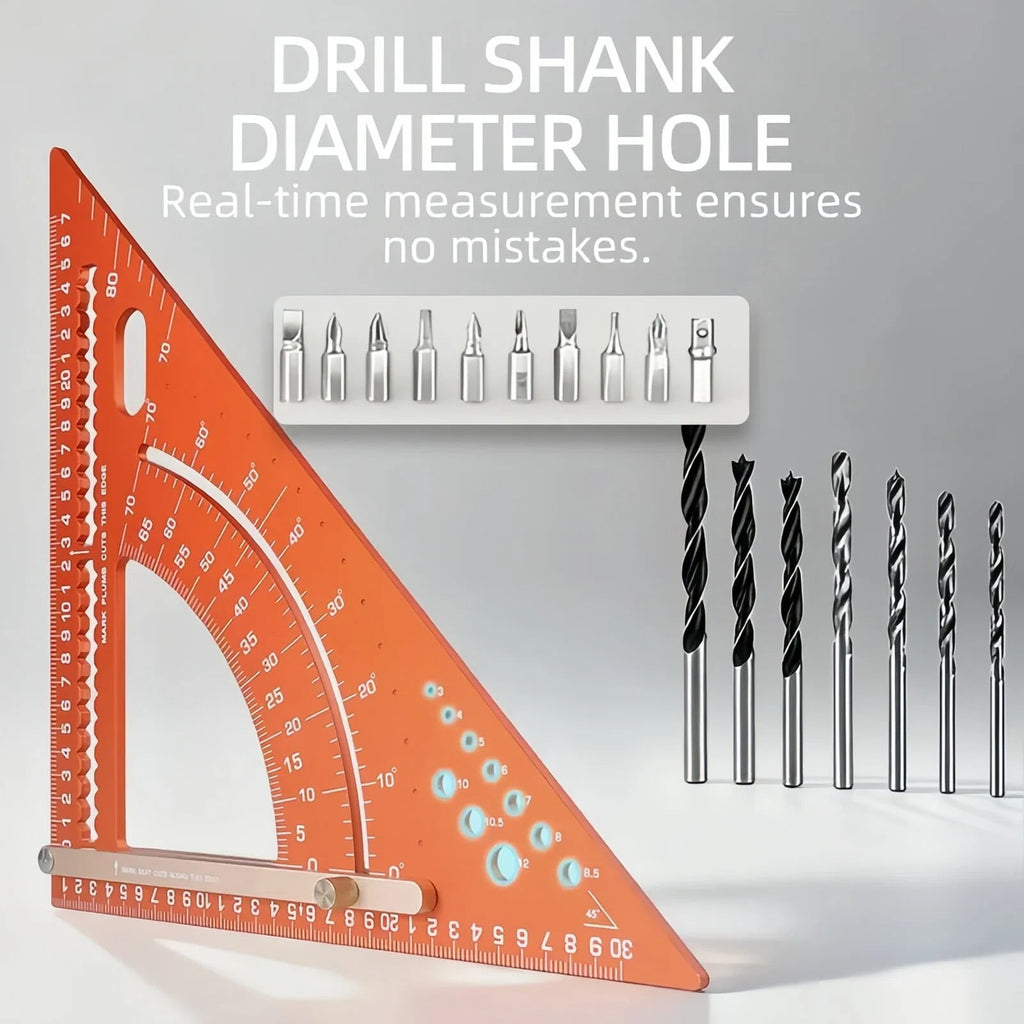 Multifunctional Woodworking Triangle Ruler - Heavy Duty Aluminum Alloy Speed Square with Adjustable Positioning Block