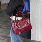 New handbags made of oil wax leather Boston, large tote bag made of soft leather