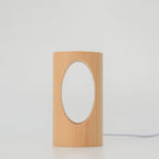 Japanese solid wood rectangular column LED night lamp USB table lamp