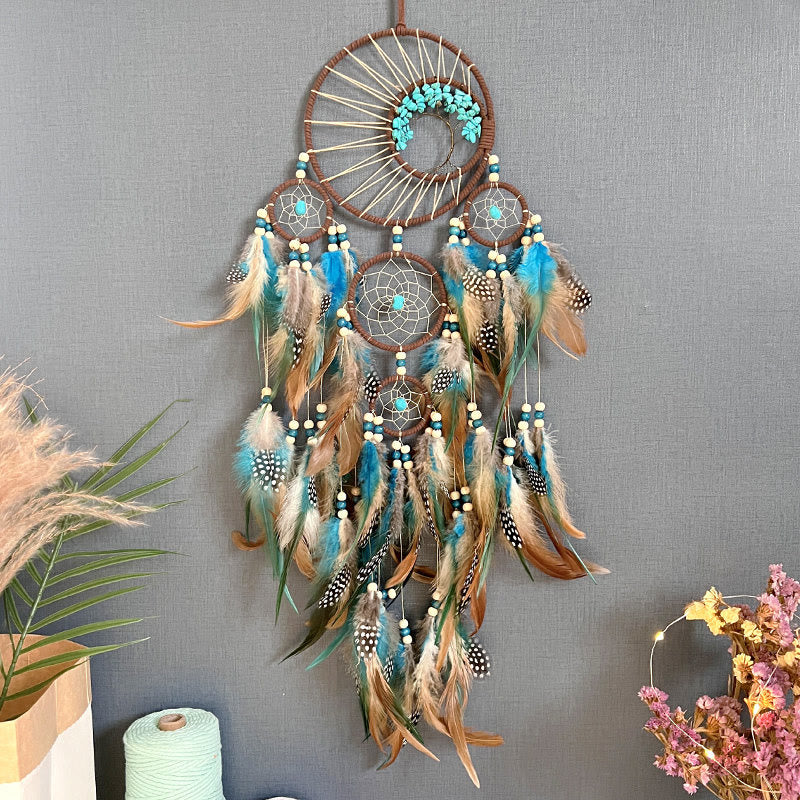 Turquoise Tree of Life Feather Dreamcatcher