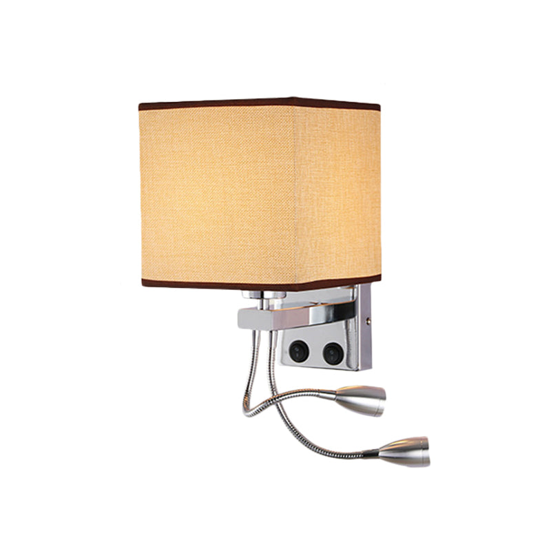 White/Black/Beige Cube Wall Lantern Lighting Modernism Fabric 1 Light Wall Mount Light