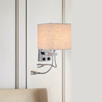 White/Black/Beige Cube Wall Lantern Lighting Modernism Fabric 1 Light Wall Mount Light
