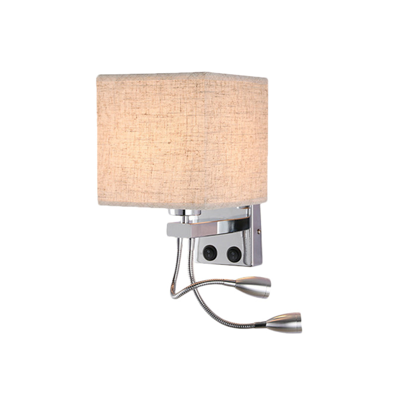 White/Black/Beige Cube Wall Lantern Lighting Modernism Fabric 1 Light Wall Mount Light