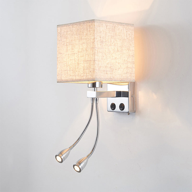 White/Black/Beige Cube Wall Lantern Lighting Modernism Fabric 1 Light Wall Mount Light