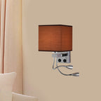 White/Black/Beige Cube Wall Lantern Lighting Modernism Fabric 1 Light Wall Mount Light