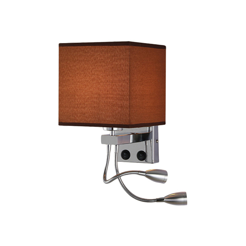 White/Black/Beige Cube Wall Lantern Lighting Modernism Fabric 1 Light Wall Mount Light