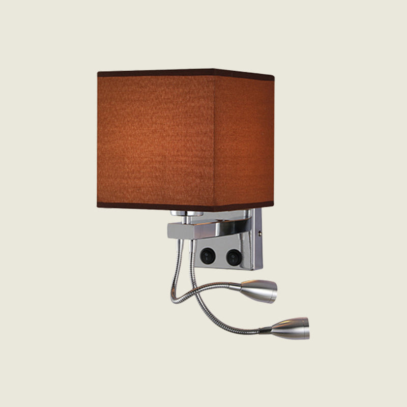 White/Black/Beige Cube Wall Lantern Lighting Modernism Fabric 1 Light Wall Mount Light