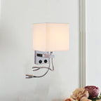White/Black/Beige Cube Wall Lantern Lighting Modernism Fabric 1 Light Wall Mount Light