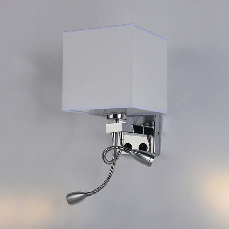White/Black/Beige Cube Wall Lantern Lighting Modernism Fabric 1 Light Wall Mount Light