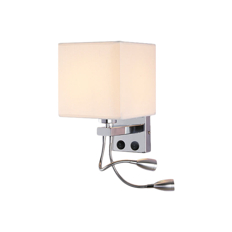 White/Black/Beige Cube Wall Lantern Lighting Modernism Fabric 1 Light Wall Mount Light