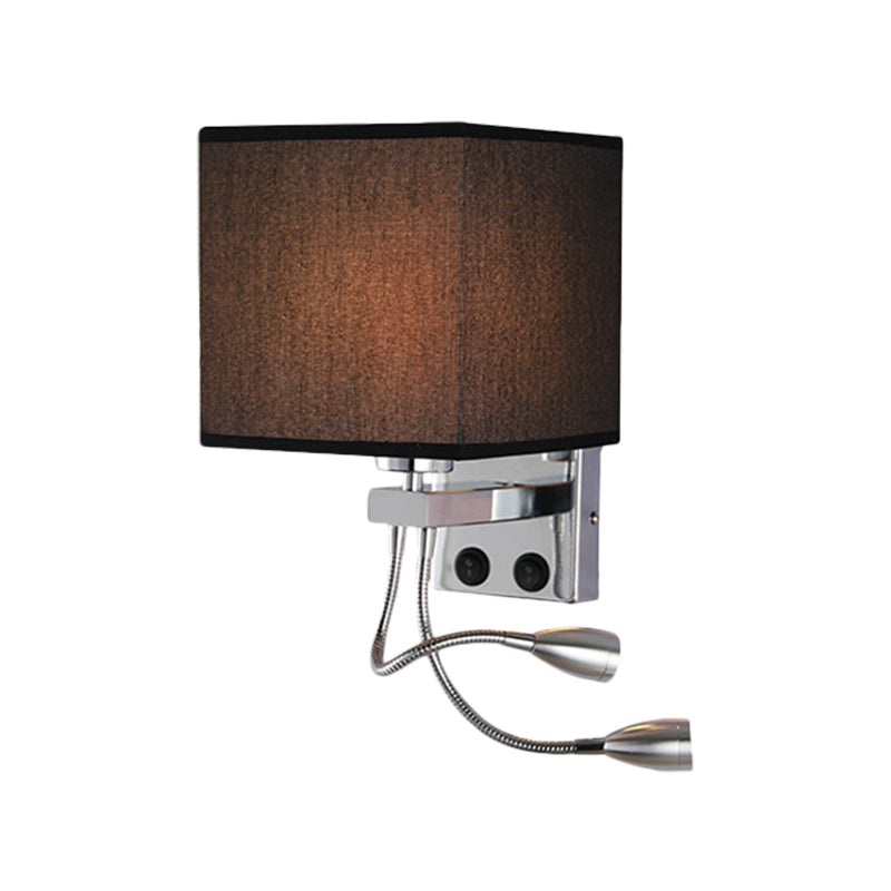 White/Black/Beige Cube Wall Lantern Lighting Modernism Fabric 1 Light Wall Mount Light