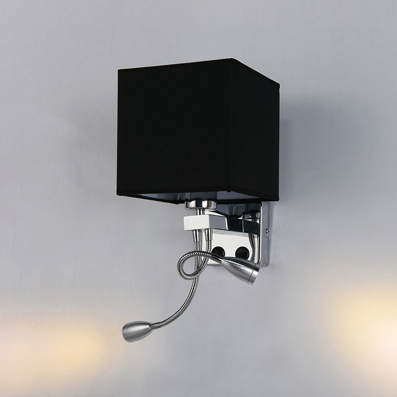 White/Black/Beige Cube Wall Lantern Lighting Modernism Fabric 1 Light Wall Mount Light