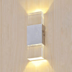 Rectangular Acrylic LED Top and Bottom Wall Light Modern 1 Light Silver Wall Light in Warm/White Light