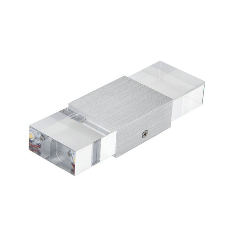 Rectangular Acrylic LED Top and Bottom Wall Light Modern 1 Light Silver Wall Light in Warm/White Light