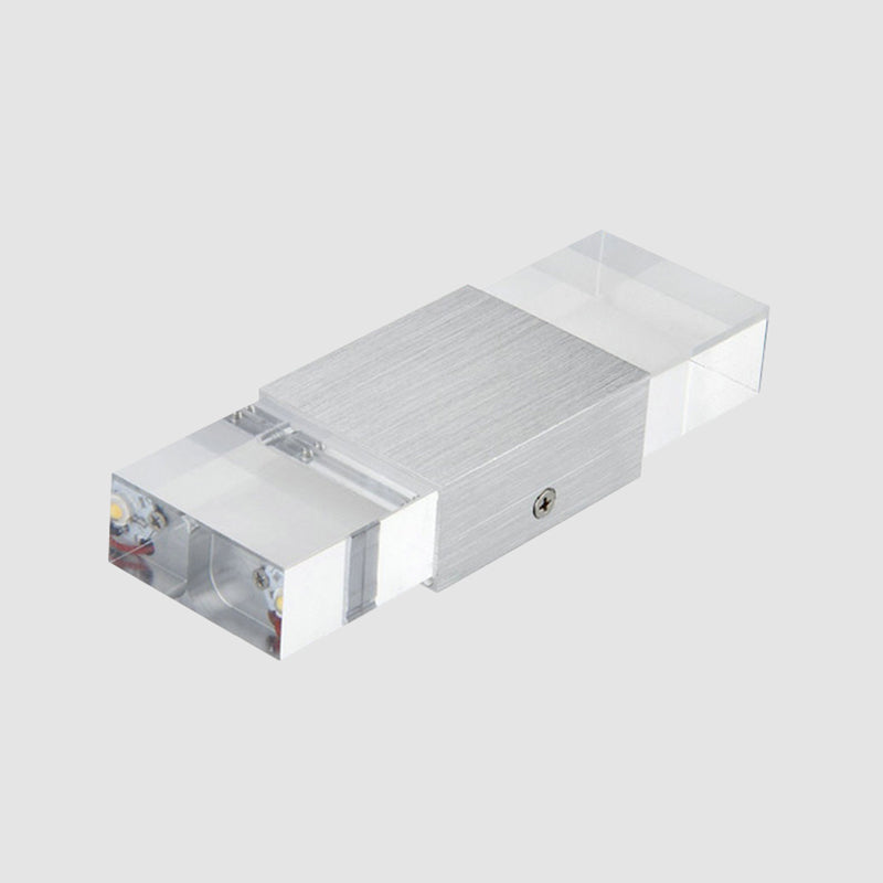 Rectangular Acrylic LED Top and Bottom Wall Light Modern 1 Light Silver Wall Light in Warm/White Light