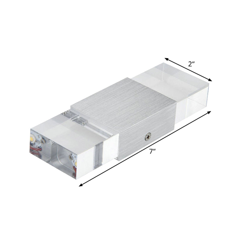 Rectangular Acrylic LED Top and Bottom Wall Light Modern 1 Light Silver Wall Light in Warm/White Light