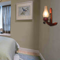 Vase Porch Wall Lamp Light Fixture Industrial Clear Glass Red Colored Wall Lamp with Wooden Back Plate