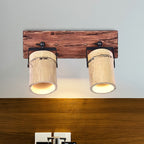 Wooden Cylinder Wall Lamp Rustic Stylish Wall Light in Beige for Bistro Restaurant
