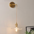 Shaped Clear/Opal Glass Wall Lamp Industrial Single Bulb Bedroom Sconces Light in Brass
