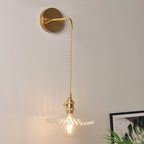 Shaped Clear/Opal Glass Wall Lamp Industrial Single Bulb Bedroom Sconces Light in Brass