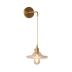 Shaped Clear/Opal Glass Wall Lamp Industrial Single Bulb Bedroom Sconces Light in Brass