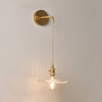 Shaped Clear/Opal Glass Wall Lamp Industrial Single Bulb Bedroom Sconces Light in Brass
